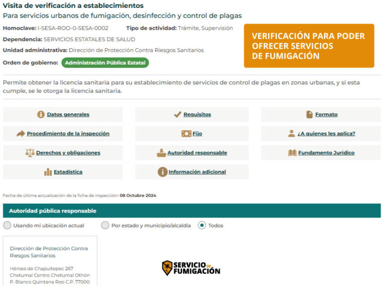 Solicitar Certificado de Fumigación COFEPRIS - REQUISITOS